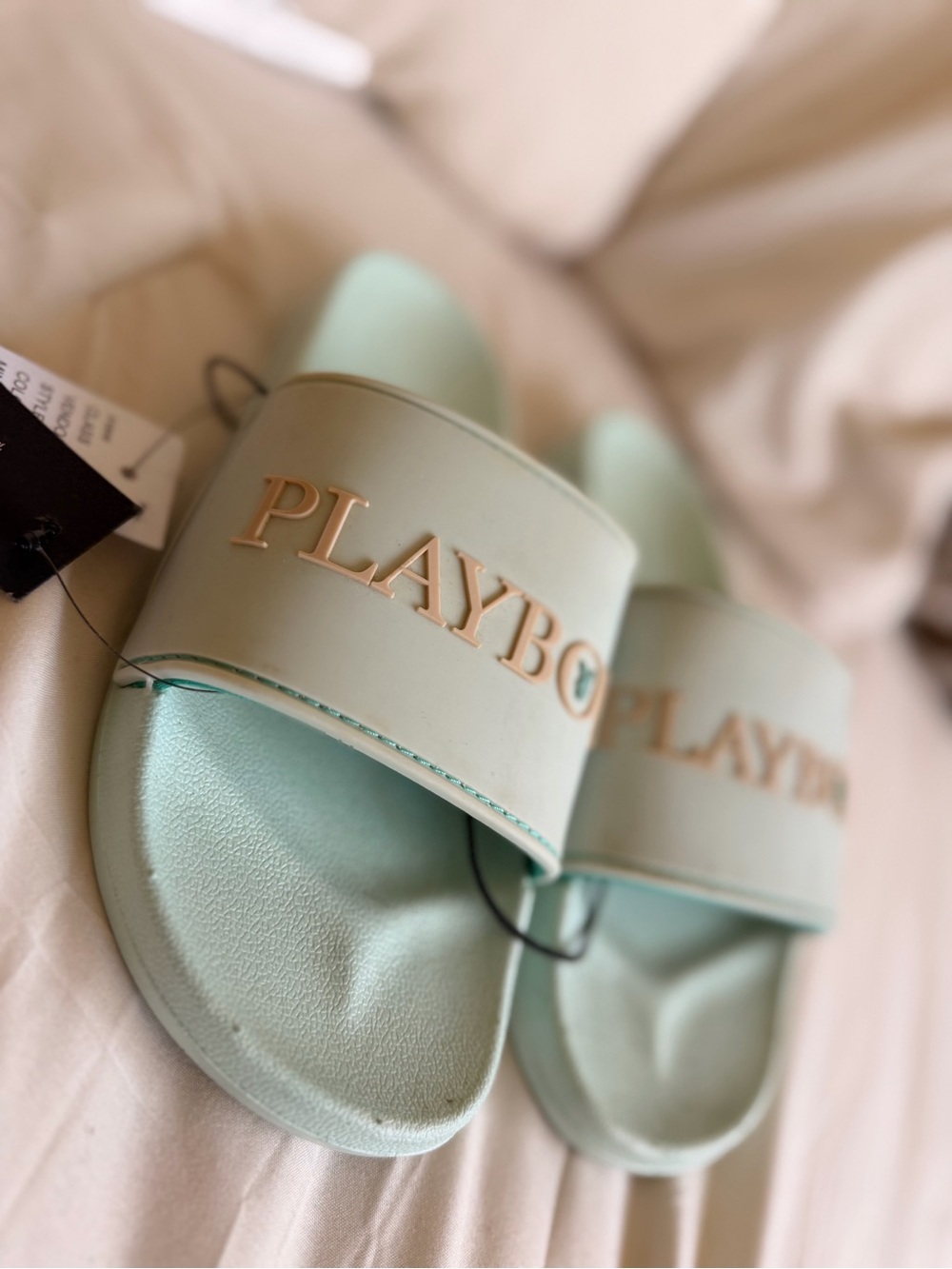 PLAYBOY Tiffany Mint Slide Sandals 💋